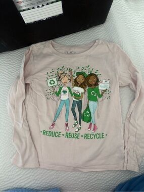 Place Pink Long Sleeve Tee with Eco Girls 'Reduce Reuse Recycle' Graphic